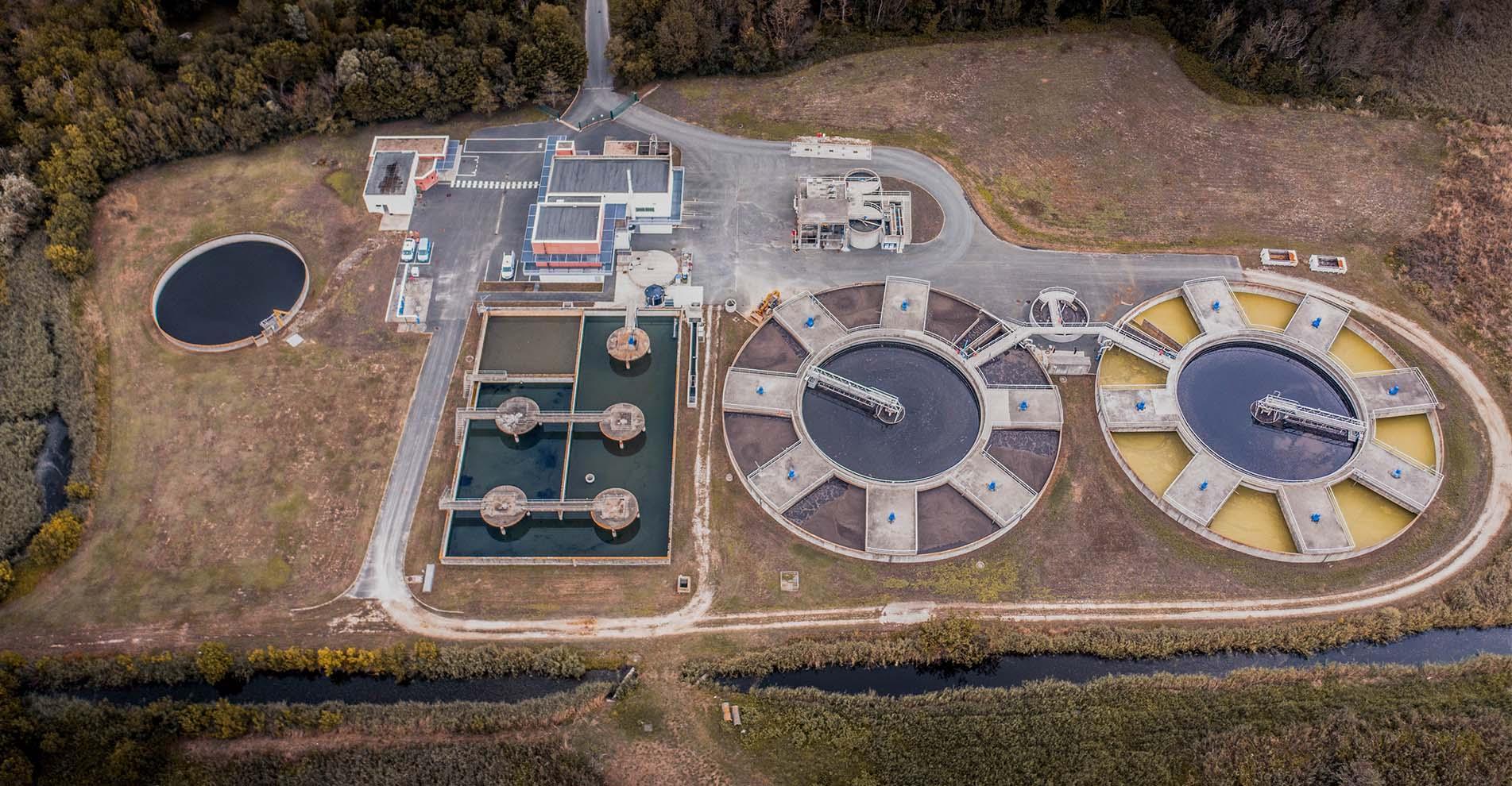 Vue aérienne de la station d'épuration de la Cotinière