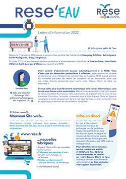 Une de la lettre d'information des abonnés RESE 2022